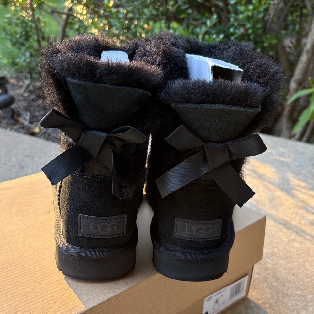UGG Mini Bailey Bow II Black Genuine Shearling Bootie